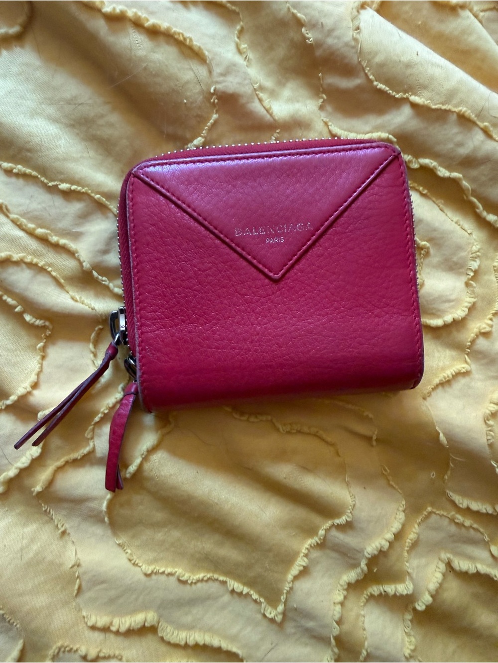 Balenciaga Cardinal Rouge Leather Zip Wallet